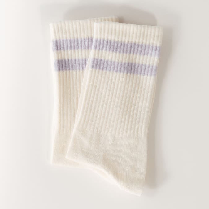 lavendar cream Premiumsocken von arrel in creme mit lavendel Streifen