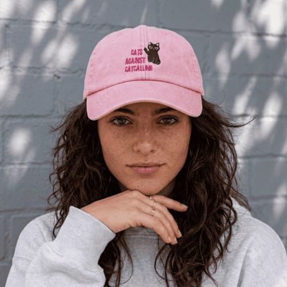 Cats against catcalling Cap in vintage pink