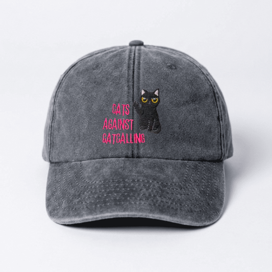 Cats Against Catcalling Dad Cap - Vintage Black