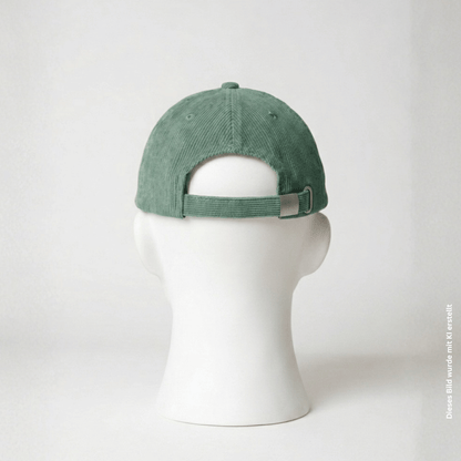 Verschluss der dog life balance cord cap in grün mit beiger Schrift 