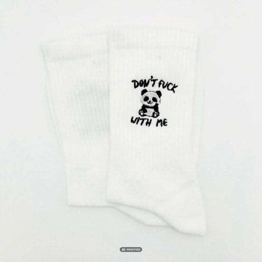 Don't F*** With Me Panda Socken in weiß