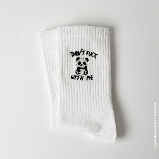Don't F*** With Me Panda Socken in weiß