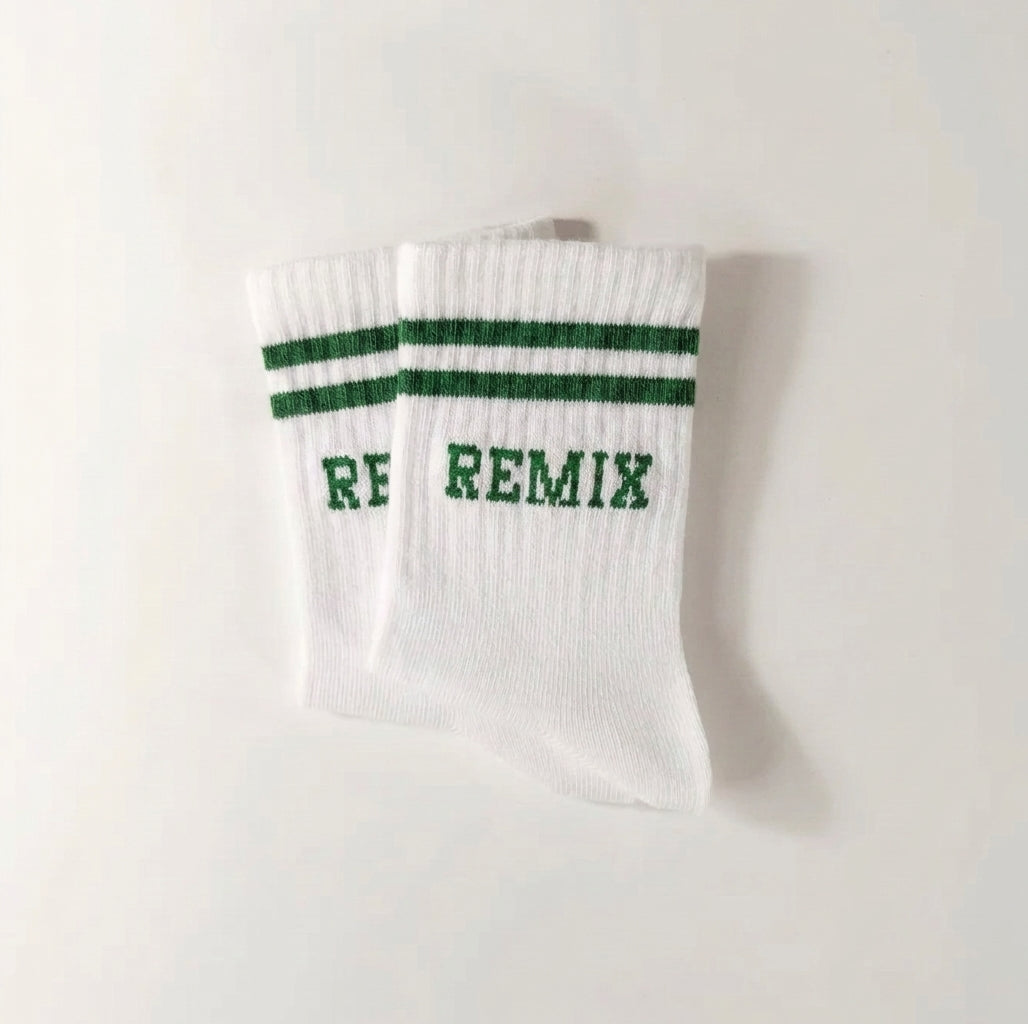 Remix Kindersocken mit grünen Streifen