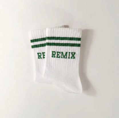 Remix Kindersocken mit grünen Streifen