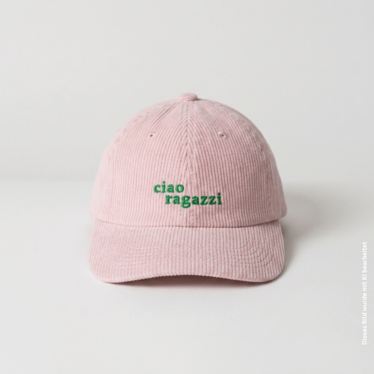 Ciao Ragazzi Cord Cap in Rosa mit Gründer Schrift