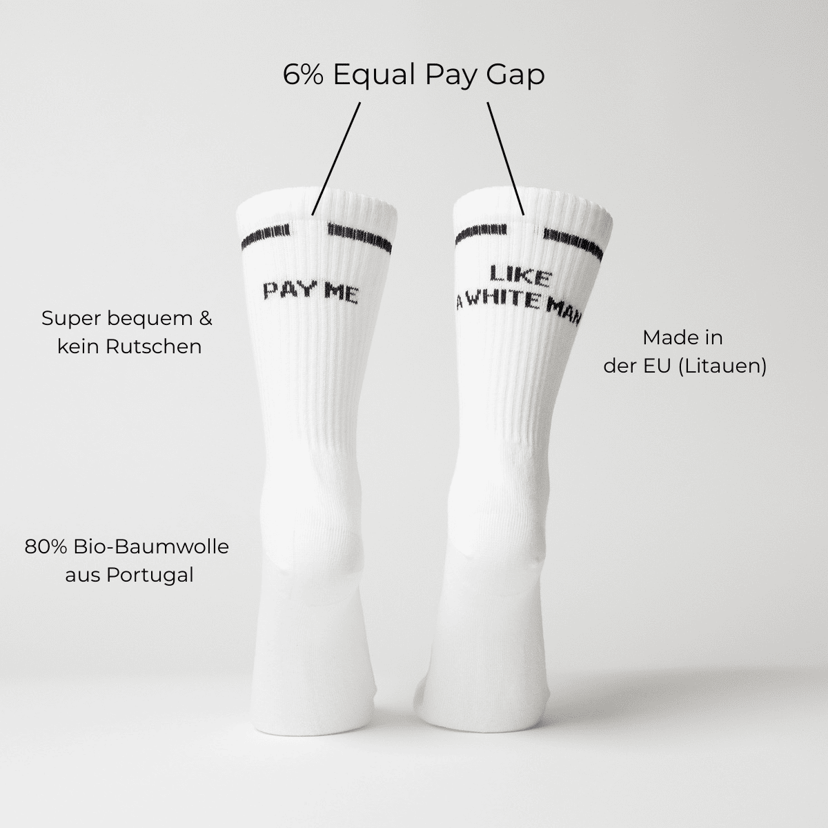 pay me like a white man statement Socken von arrel am Modelfuß mit Informationen über equal pay gap