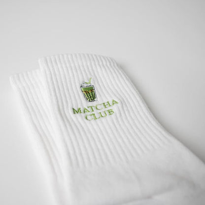 Nahaufnahme der Matcha Club Socken von arrel