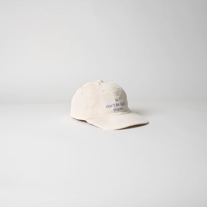 hi. don't be racist. thanks. Cord Cap in beige mit Lavendel-farbener Schrift von der Seite