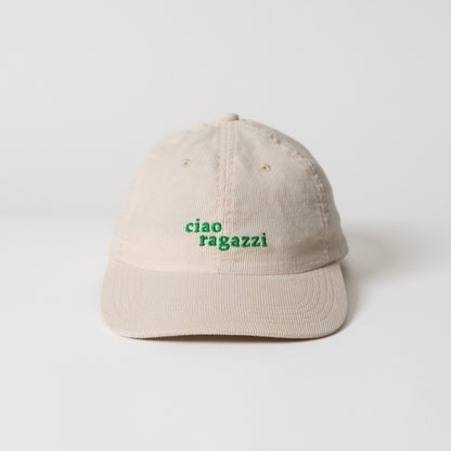 ciao ragazzi Cord Cap in beige mit grünem Design von arrel
