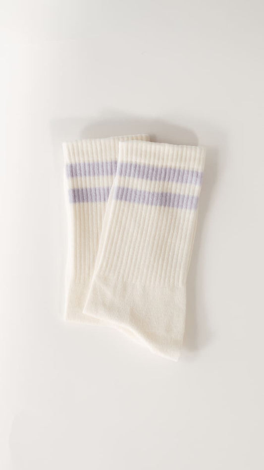 lavendar cream Premiumsocken von arrel in creme mit lavendel Streifen