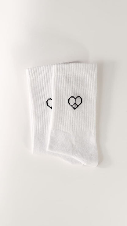 Love & Peace Statement Socken in weiß von arrel