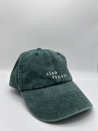 ciao ragazzi dad cap in vintage grün von schräg vorne