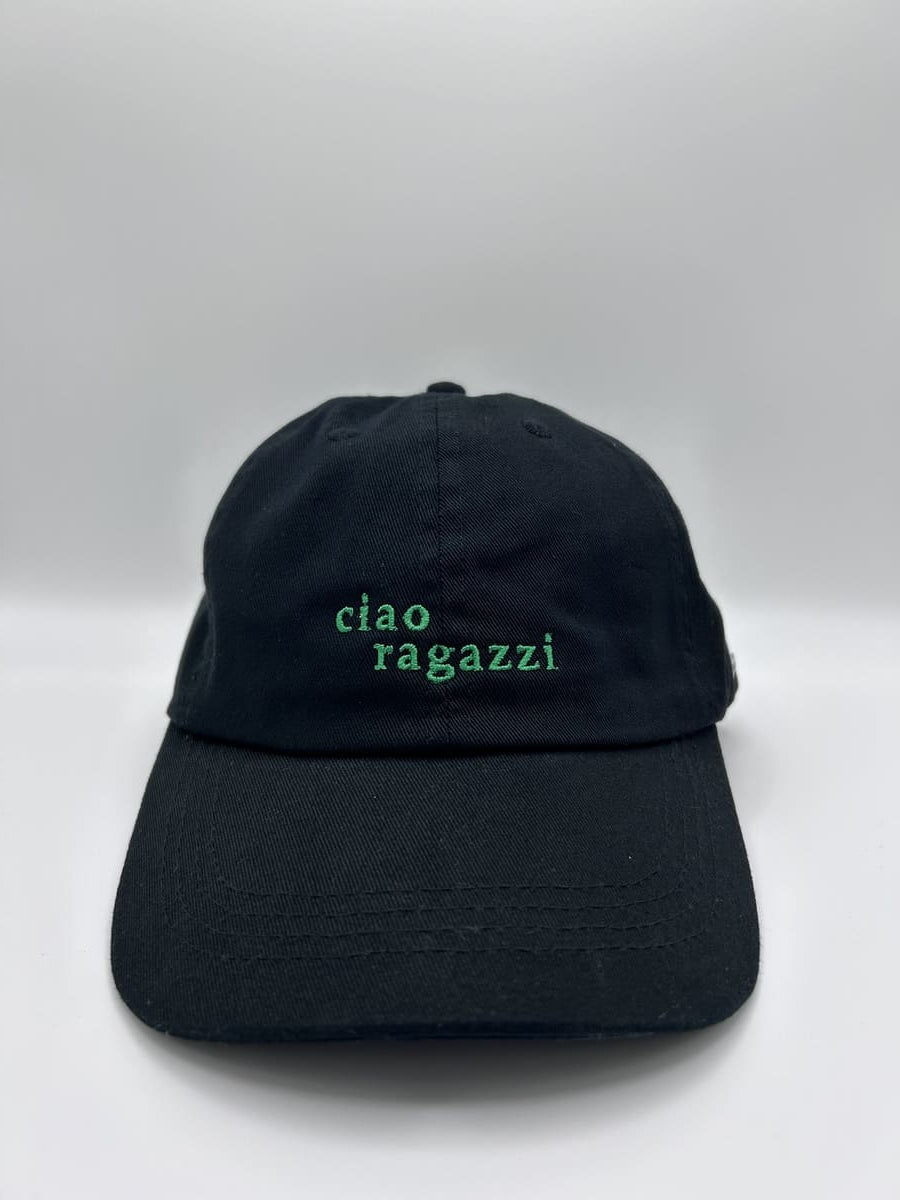 ciao ragazzi dad cap von arrel in schwarz mit grüner Schrift